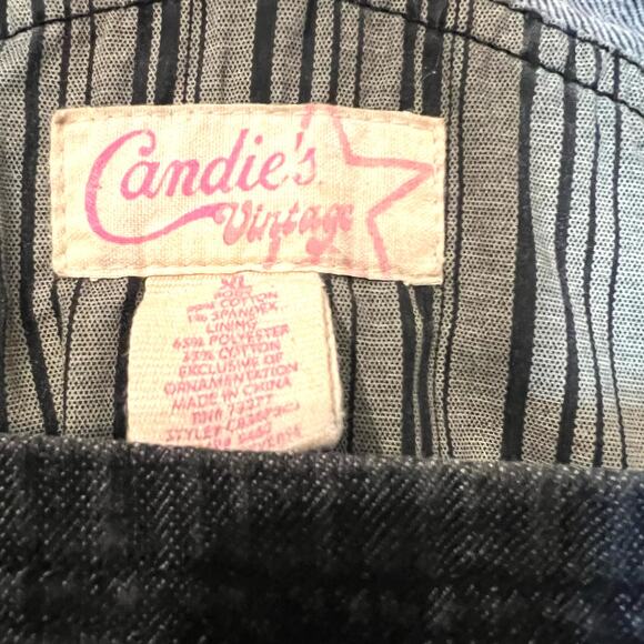 VTG Candie’s Denim Suspender Mini Skirt XL | Y2K Goth Grunge - Picture 4 of 6